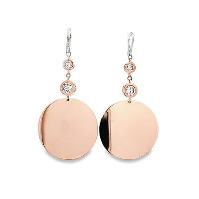 Double Zirconia Circle Dangle Earrings