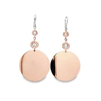 Double Zirconia Circle Dangle Earrings