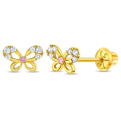 18K Gold Butterfly Kids Earrings