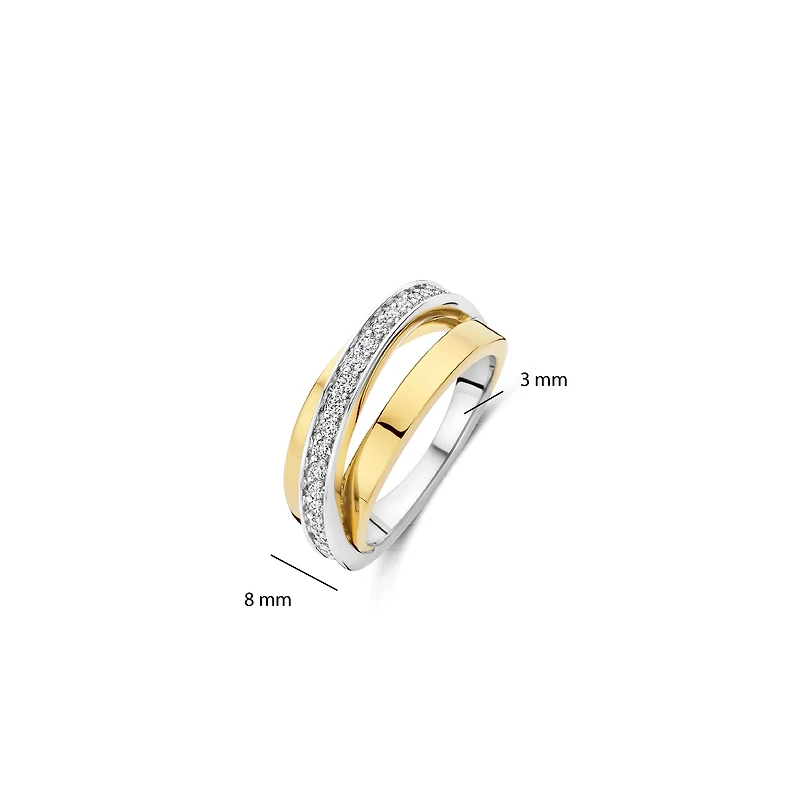 Bold Crossover Two Tone Ring