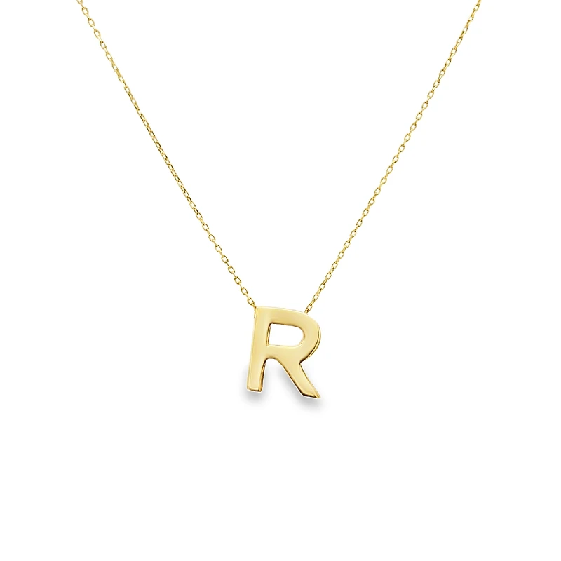 Gold R Initial Necklace