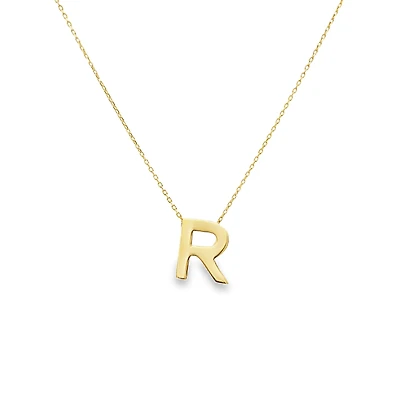 Gold R Initial Necklace