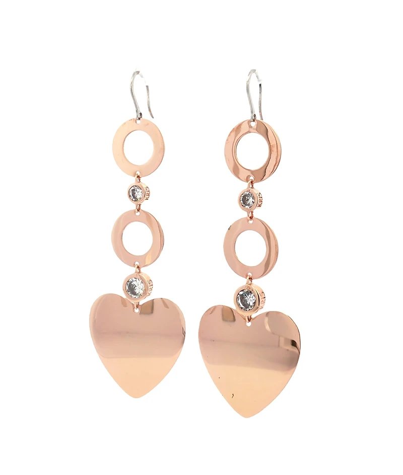 Heart and Circles Dangle Earrings with Zirconia