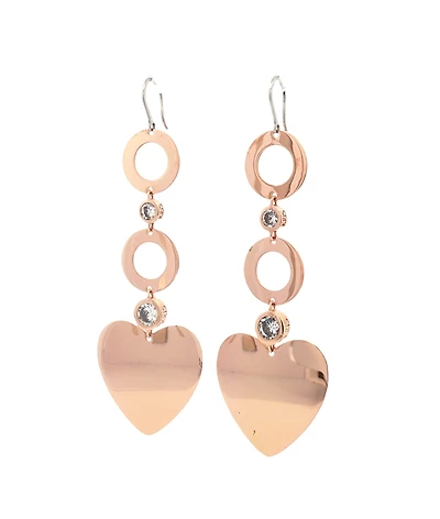 Heart and Circles Dangle Earrings with Zirconia