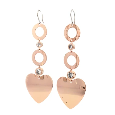 Heart and Circles Dangle Earrings with Zirconia