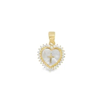Mother Pearl Heart and Cross Pendant