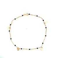 Heart and Black Stones Ankle Bracelet
