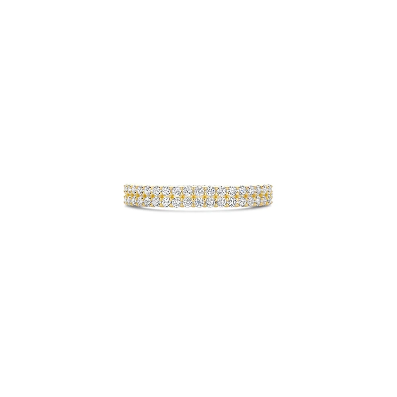 Double Row Zirconias Golden Ring