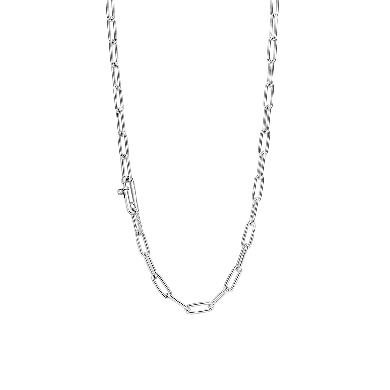 Iconic Paperclip Link Silver Necklace Short