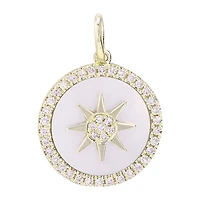 Star Mother Pearl and Diamonds Disk Pendant