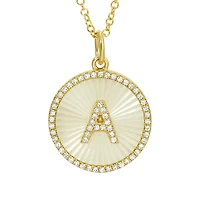 Flutted Mother Pearl and Diamonds Necklace