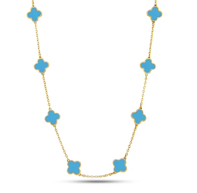 Clover Inlay Turquoise Necklace