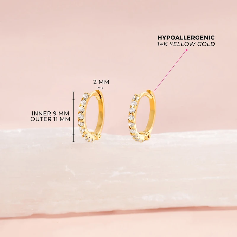 Kids 11MM Zirconia Huggie Earrings