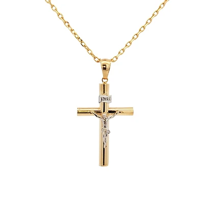 Two Tone Crucifix Pendant - 35MM
