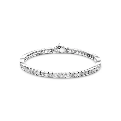 Channel Set Silver Tennis Bracelet