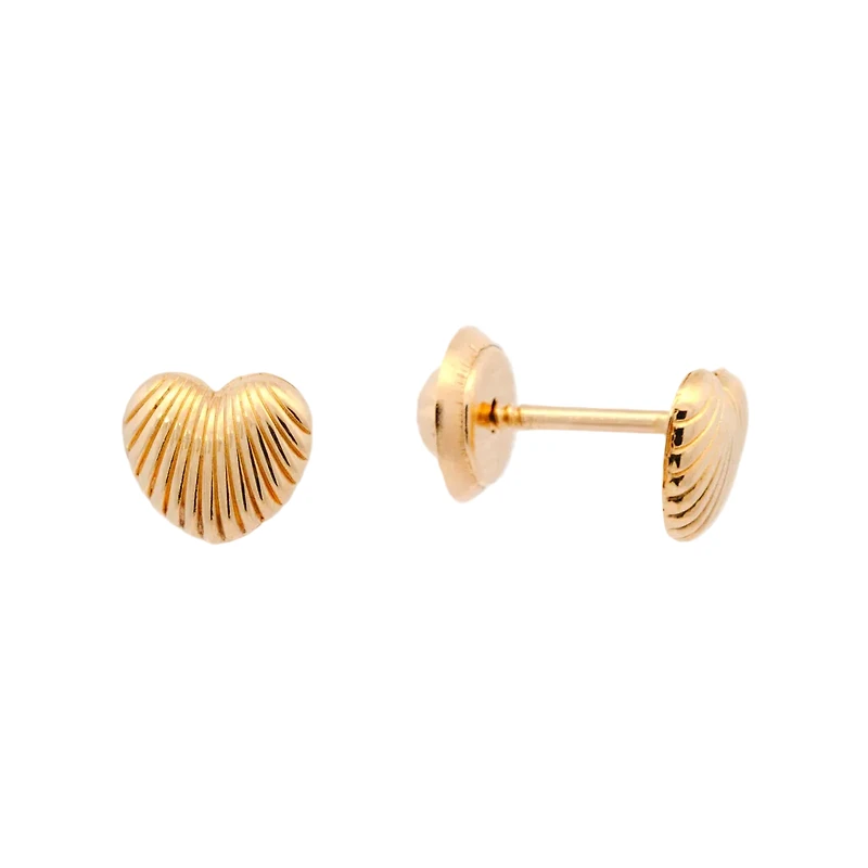 Textured Heart Stud Earrings - Small