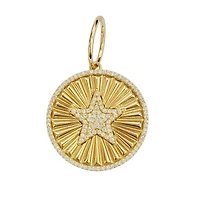Fluted Diamond Star Round Pendant