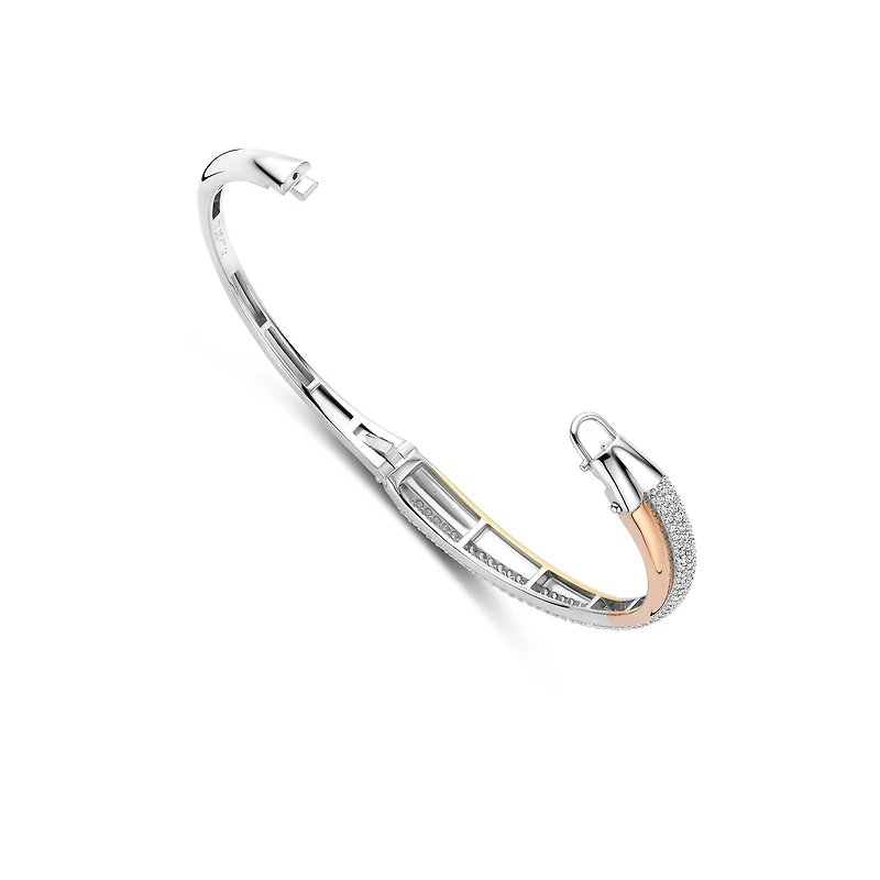 Trinity Three Tone Crossover Bangle Bracelet
