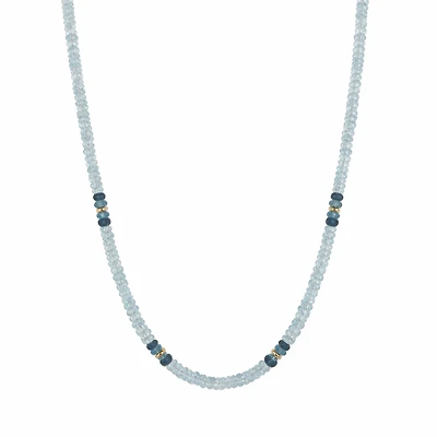 Blue Topaz, London Blue Topaz and Swiss Blue TopazNatural Gemstones Necklace