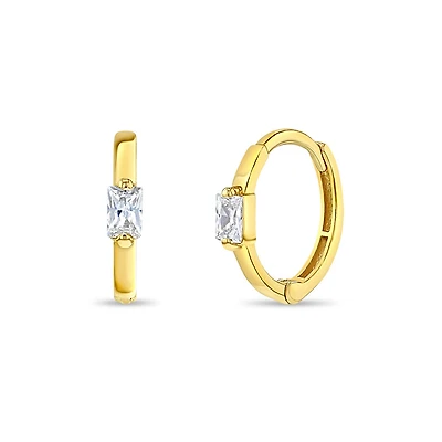Kids Clear Baguette Hoop Earrings