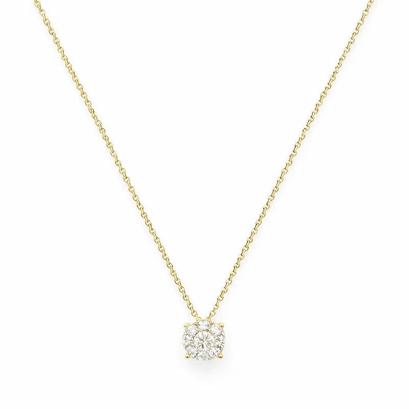 1ct Diamond Solitaire Illusion Yellow Gold Necklace
