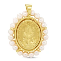 Nuestra Señora de la Caridad del Cobre Oval Pearl 18MM Pendant
