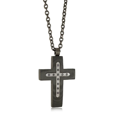 Carbon Composie Black Zirconia Cross Necklace