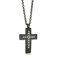 Carbon Composie Black Zirconia Cross Necklace