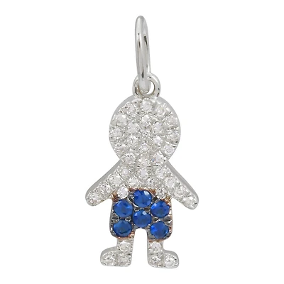 Boy Diamond and Sapphire Pendant 14KW