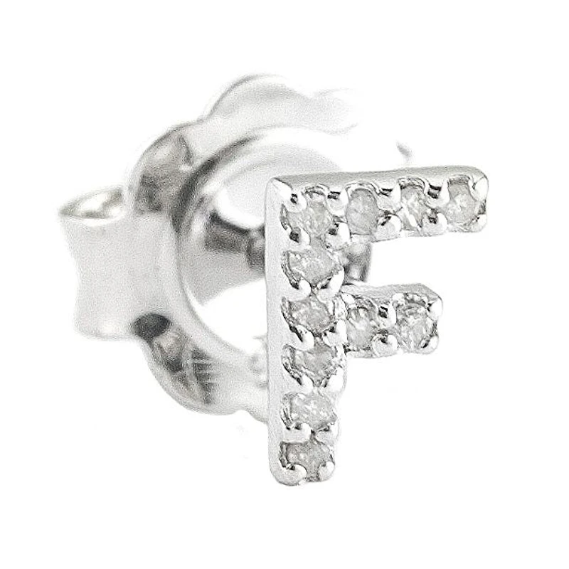 Diamond Initial Silver Stud Earrings
