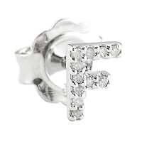 Diamond Initial Silver Stud Earrings