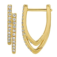 Double Lined V Huggie Earrings