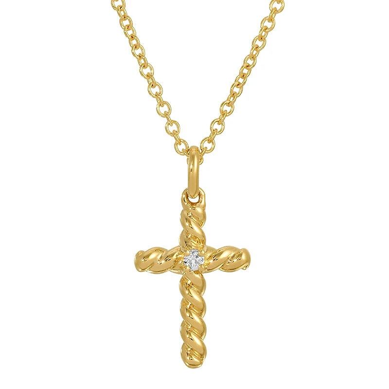 Twisted Cross and Diamond Necklace