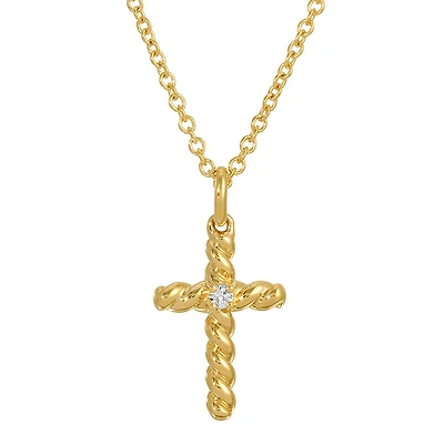 Twisted Cross and Diamond Necklace