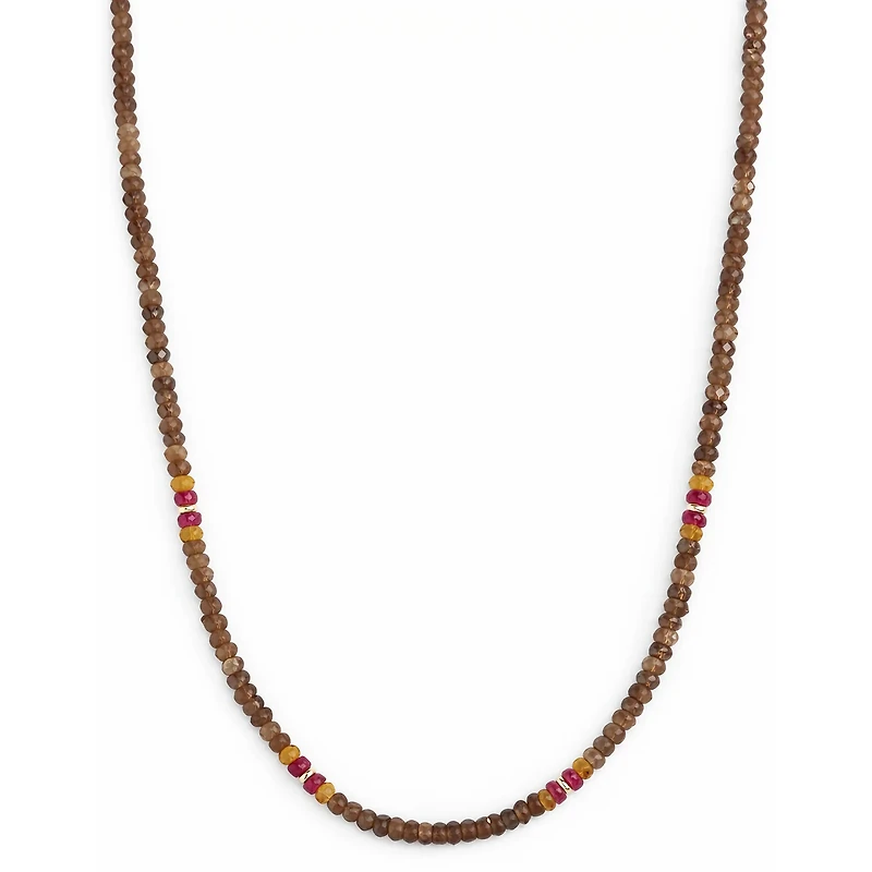 Andalusite, Citrine and Pink Tourmaline Natural Gemstones Necklace