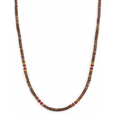 Andalusite, Citrine and Pink Tourmaline Natural Gemstones Necklace