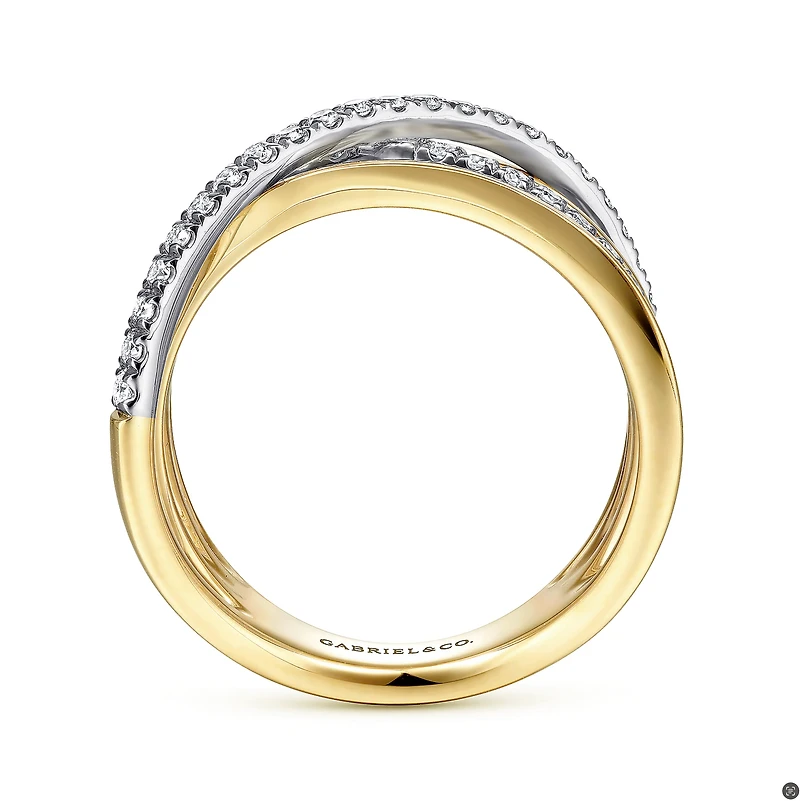 Criss Cross Two Tone Diamond Ring