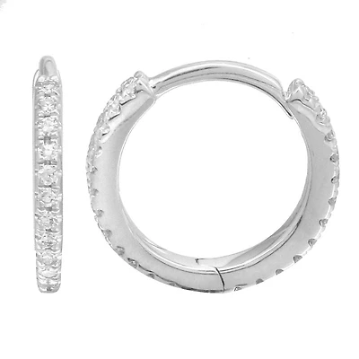 11MM Diamond White Gold Huggie Earrings