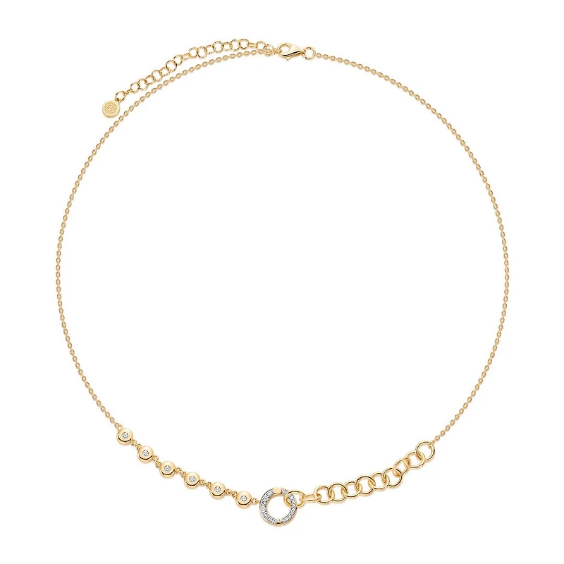 Half and Half Bezel Diamond Pendant Carrier Necklace