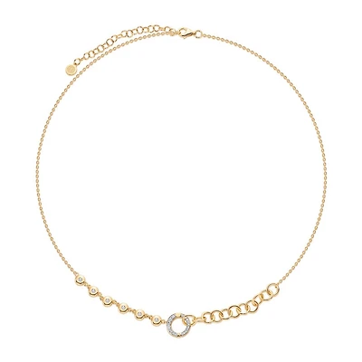 Half and Half Bezel Diamond Pendant Carrier Necklace