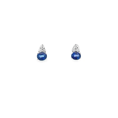 White Gold Earrings with Blue Sapphires and Diamonds