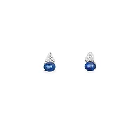 White Gold Earrings with Blue Sapphires and Diamonds