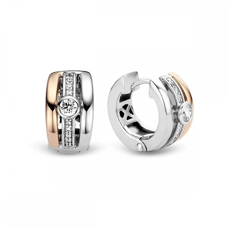 Triple Band Rose Huggie Earrings