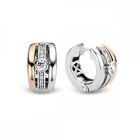 Triple Band Rose Huggie Earrings