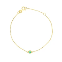 Bezel Set Emerald Stone Bracelet