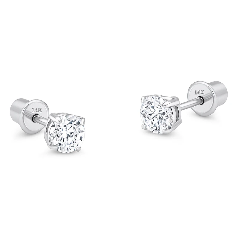 3MM Zirconia White Gold Stud Earring