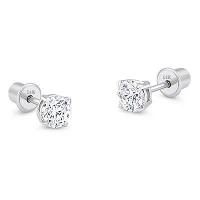 3MM Zirconia White Gold Stud Earring