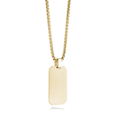Bevel Edge Dogtag Golden Steel Necklace