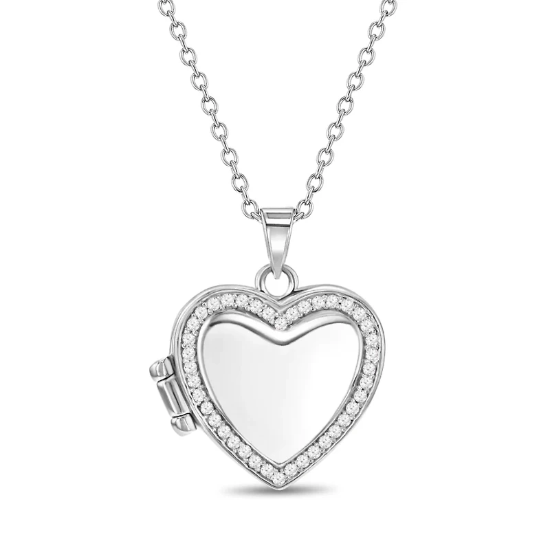 Clear Border Heart Kids Locket Necklace