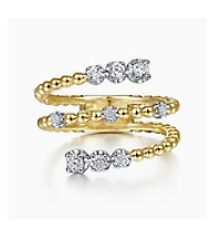 Open Diamond Bypass Beaded Ring